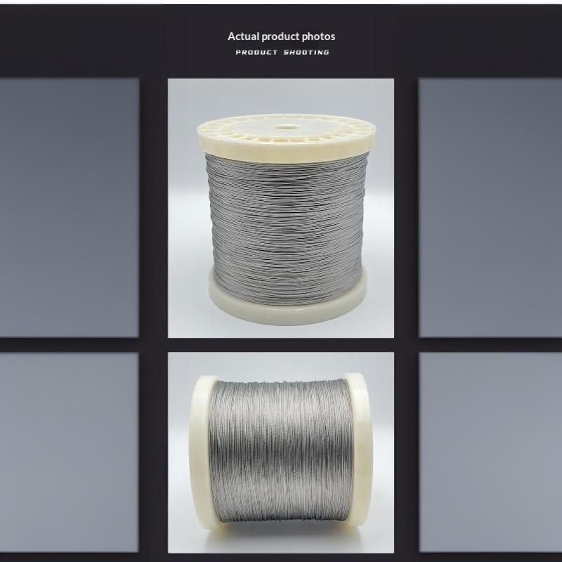 Stainless Steel Wire Rope Cuttable 50m/196ft with 50 Aluminum Crimps for DIY Craft Household Hanging Projects