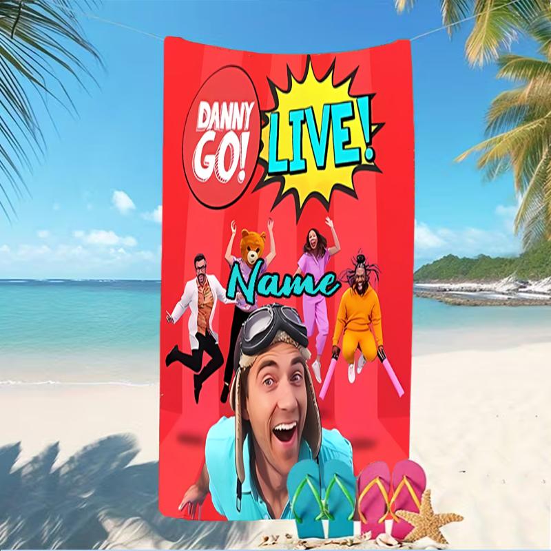 Customizable personalized beach towels Danny Go themed designs.Suitable for the beach, yoga, sports;ideal as beach accessories