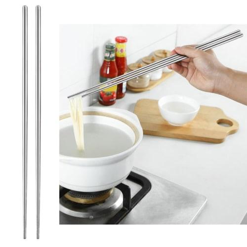 Frcolor Stainless Steel Cooking Chopsticks, Non-Slip, Anti-Heat, Dishwasher Safe, Long, for Cooking, Tempura, Frying, Egg Rolls, Soba, Fried Foods, Ra