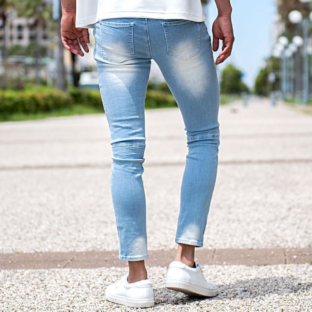 SILVER BULLET CavariA Męskie Unisex Spodnie Jeansowe Skinny Slim ze Streczem i Naprawami, CANG24-51 (Rozmiar 48 (XL), niebieski)