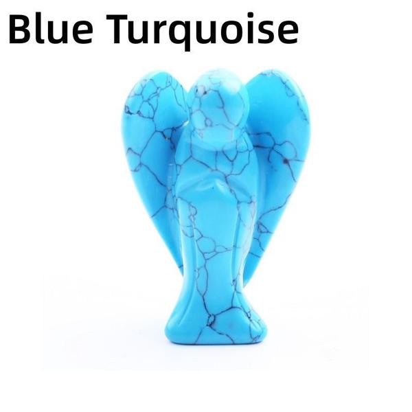 Statue d'ange de 1,5 pouce en pierre sculptée en cristal de jade naturel, statue de guérison Reiki, décoration de la maison, pièces de sculpture d'ange en cristal, cadeaux artisanaux