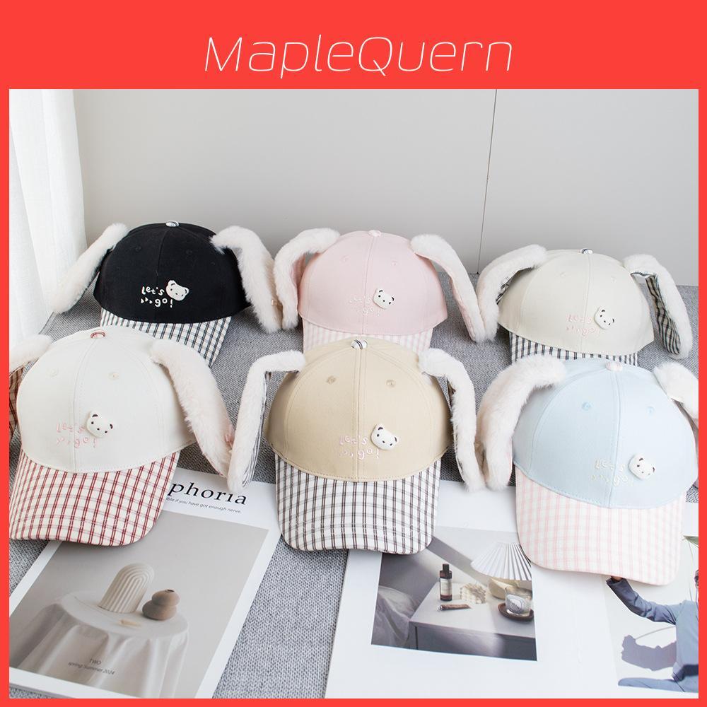 Cute Cartoon Bunny Cotton Baseball Cap With Adjustable Wide Brim For Summer Sun Protection