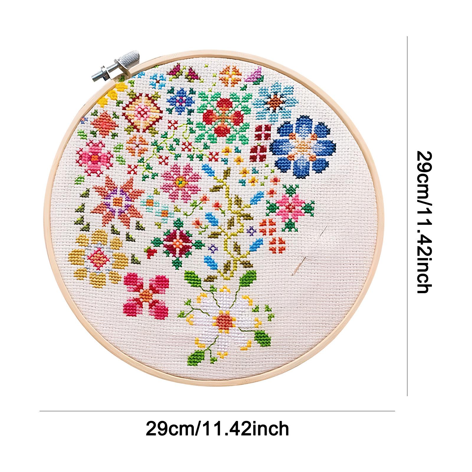 

A Flower A Day Embroidery Starter Kit with Stamped Embroidery Patterns DIY Floral Embroidery Cross Stitch Kit for Beginner Adult