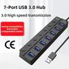 Independent Switch USB 3.0 Hub 7 In 1 USB High-speed Extender  for Laptop/Computers/Keyboard/U Disk
