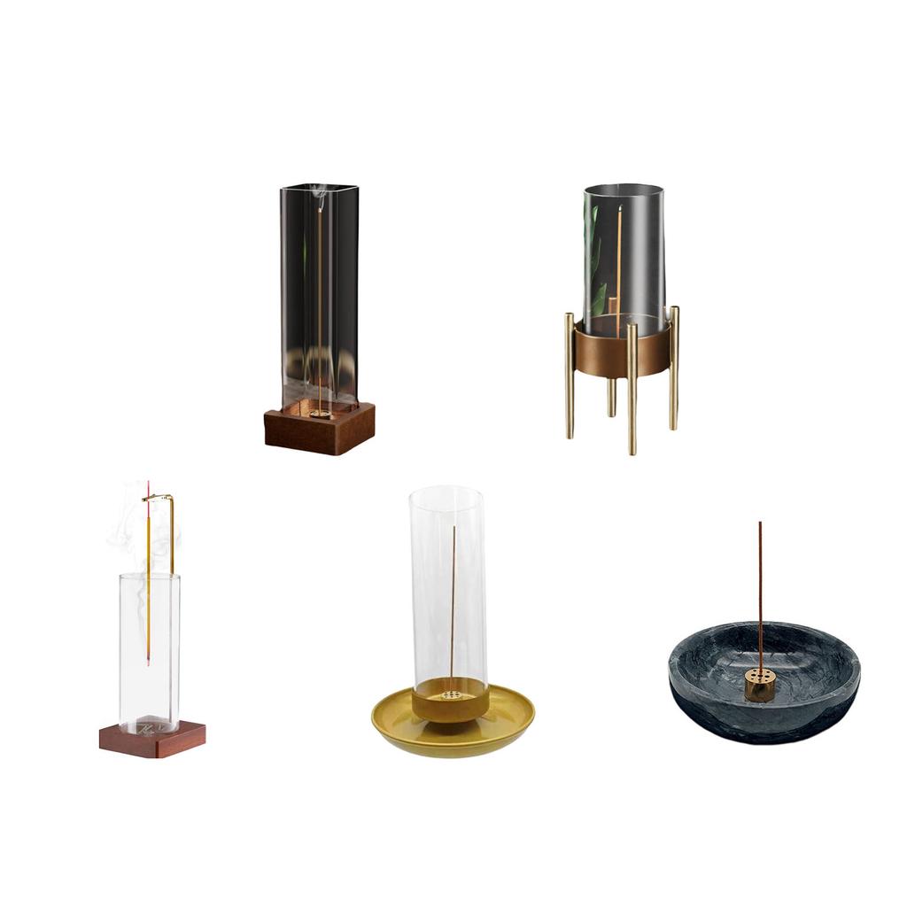 Anti Ashes Flying Incenses Stick Burners Holder with Glass Catcher for Home Decors and Relaxation in Meditations Room