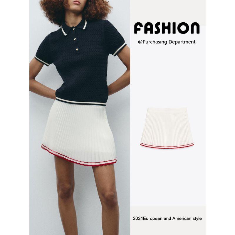 Za2025 Spring New Women's Clothing Elegant Slim Looking All-Match Small Pleated Mid Waist Mini Skirt 5427408 251