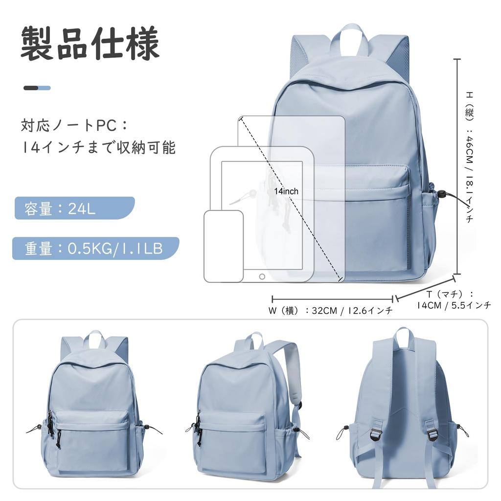 SEAFEW Women's Backpack, Lightweight, Waterproof, Large Capacity, Simple Design, Black, Perfect for Commuting, Travel, and School