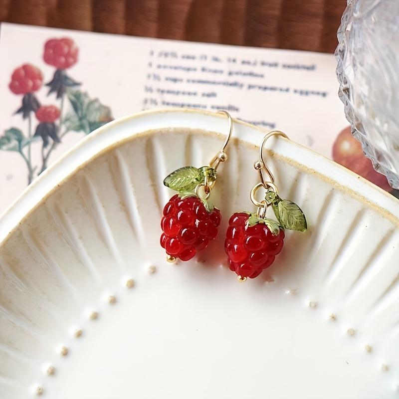 Orecchini Pendenti Goccia di Lampone per Donna Lega con Placcatura UV per Uso Quotidiano e Regalo Ago per Orecchie in Argento Sterling Gioielli Moda Ispirati alla Frutta