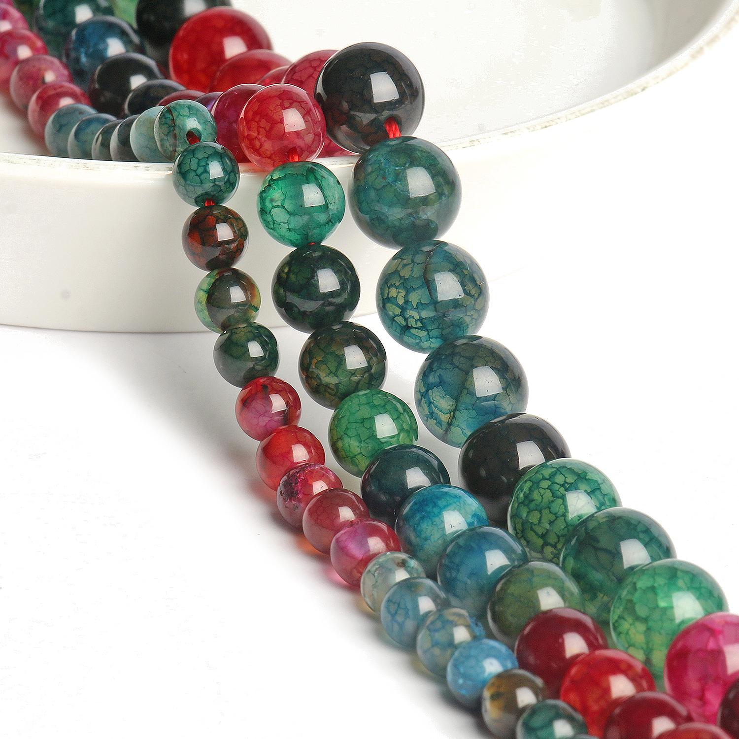 

6 мм, 8 мм, 10 мм, имитация турмалина, узор дракона, агатовый камень, круглые свободные бусины-разделители для изготовления браслетов, ювелирных изделий 10mm