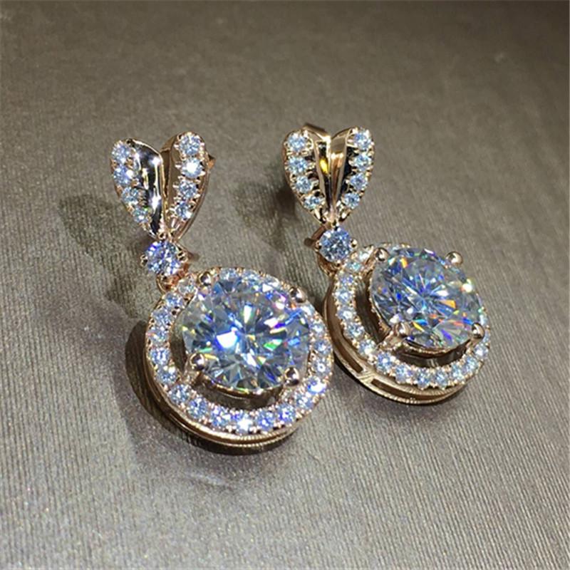 

Bowknot 18K Розовое золото Бриллиант Висячий серьга Оригинальный 925 sterling sier Ювелирные изделия Вечеринка Свадебная серьги для женщин Невеста