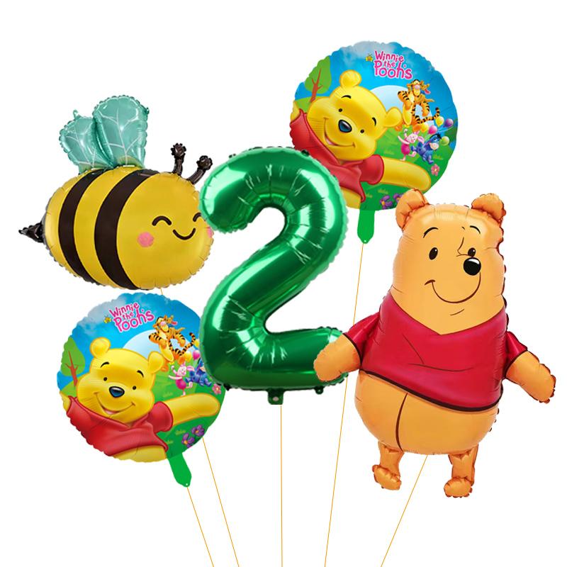 5 unidades Balão de Abelha Desenho Animado Winnie The Pooh Suprimentos para Festa Winnie Balões de Festa de Urso para Chá de Bebê Decorações de Festa de Aniversário