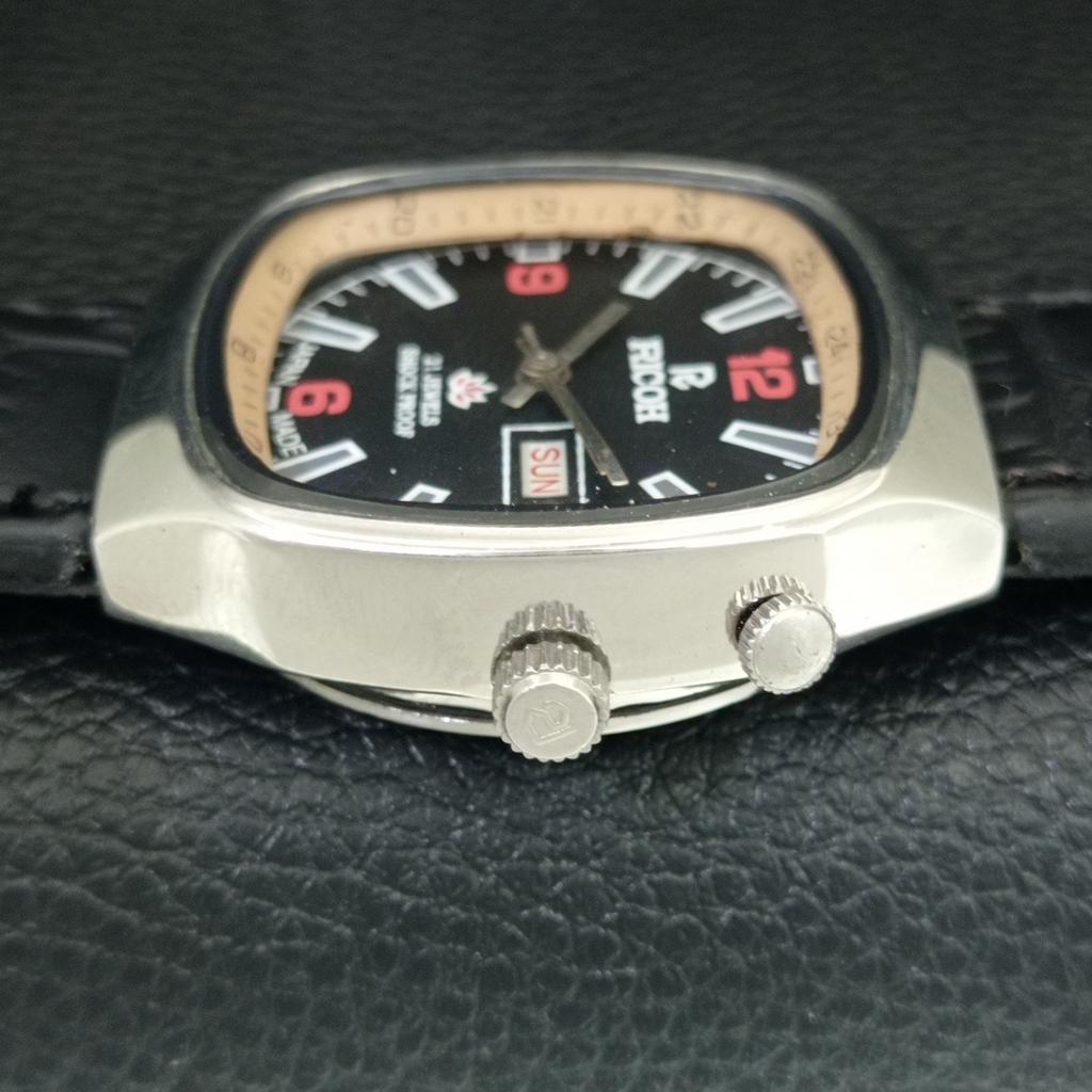 VINTAGE RICOH R31 AUTOMATIC JAPAN MENS BLACK COLOR DIAL WATCH a707909-1