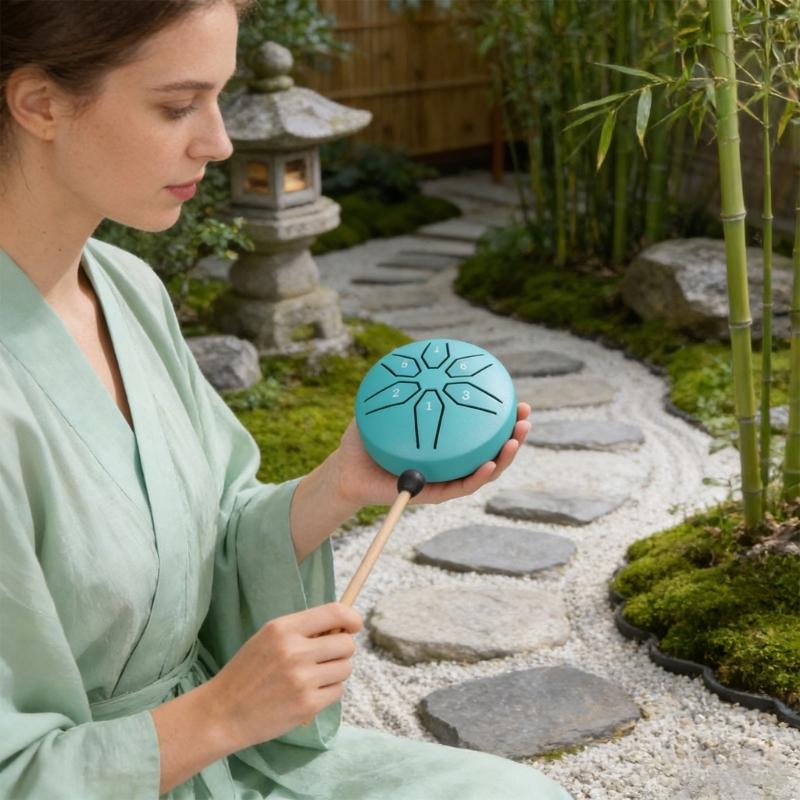 6 Note Mini Steel Tongue Drum 3 Inch Size Promoting Mindful Meditation Stress Relief And Yoga Crafted From Durable Steel
