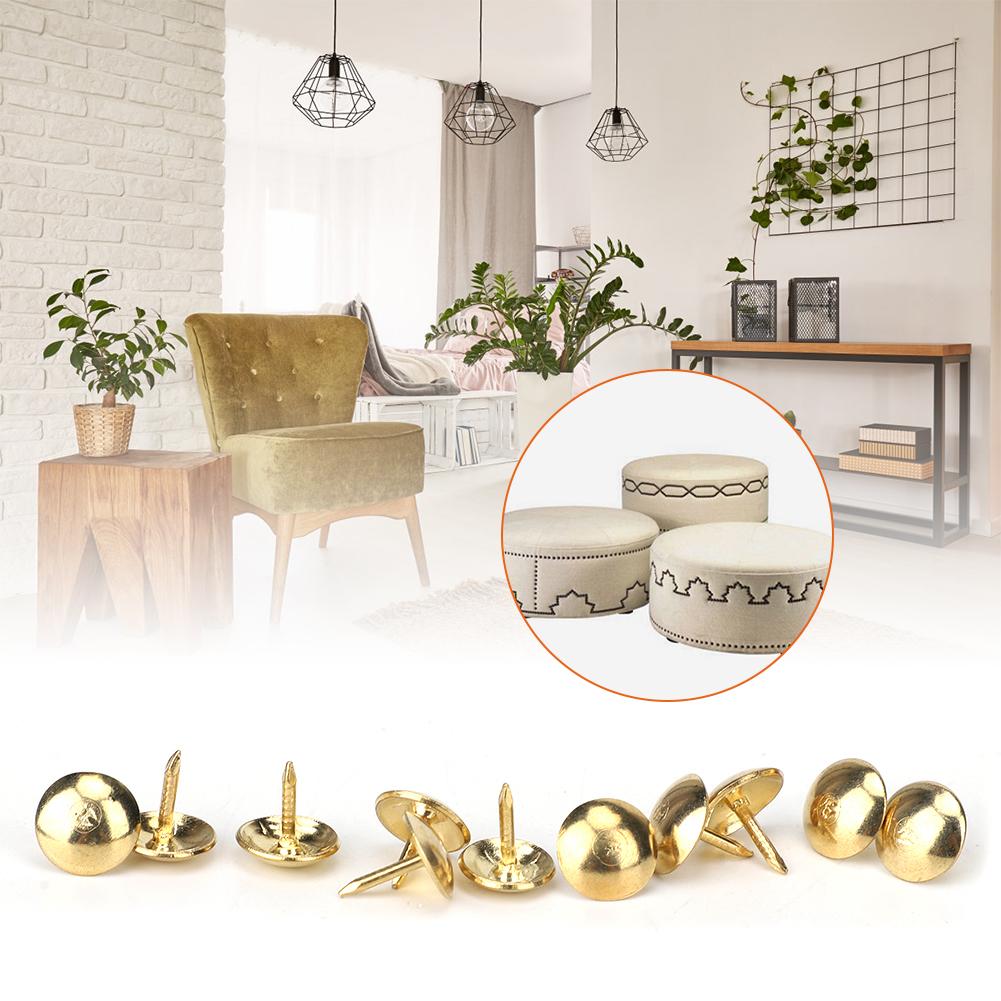 300PCS Upholstery Nails Tacks Stud Pushpin Smooth Surface Decorative Furniture Nails Pins(Yellow )