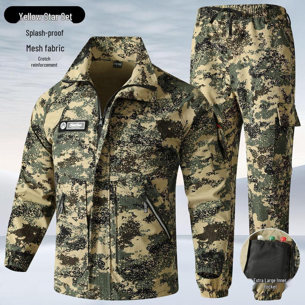 Set da lavoro mimetico da uomo: Resistente all'usura, Traspirante, Elastico Abbigliamento Primavera/Autunno