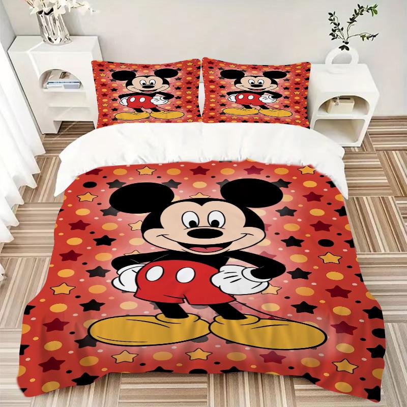 Mickey Mouse Starry Background Print 3Pcs Bedding Setduvet Cover With 2 Bedropillowcase Home Birthday Gift