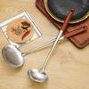 Stainless Steel Ladle Strainer Scoop with Wooden Handle Frying Skimmer Kitchen Spatula Cooking Utensil for Noodles Pasta Vegetable