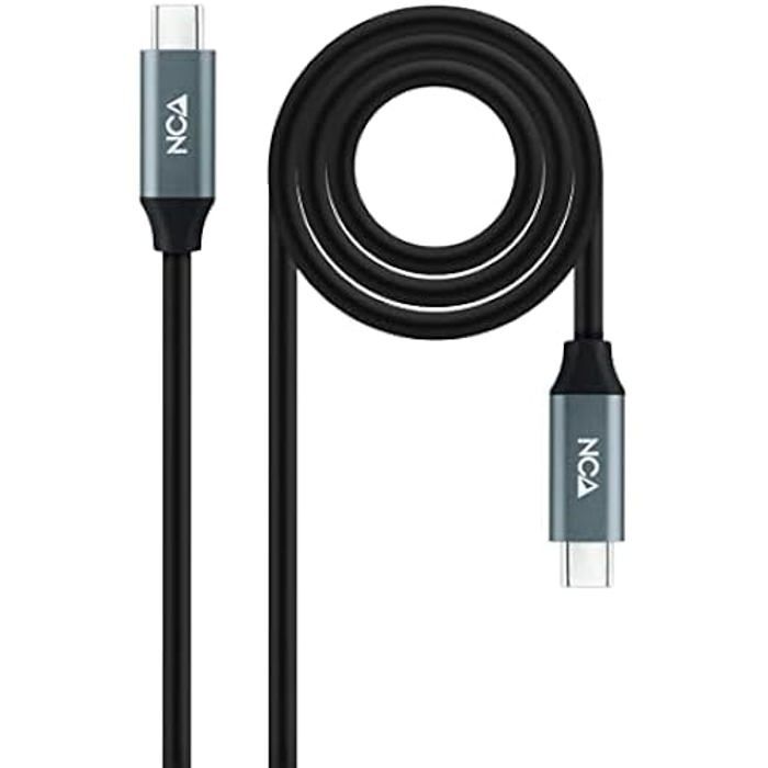 Nano Cable Câble USB 3.2 Gen2x2 20Gbps 5A/100W 4K/60Hz USB-C/M-USB-C/M, Gris/Noir, 2 m