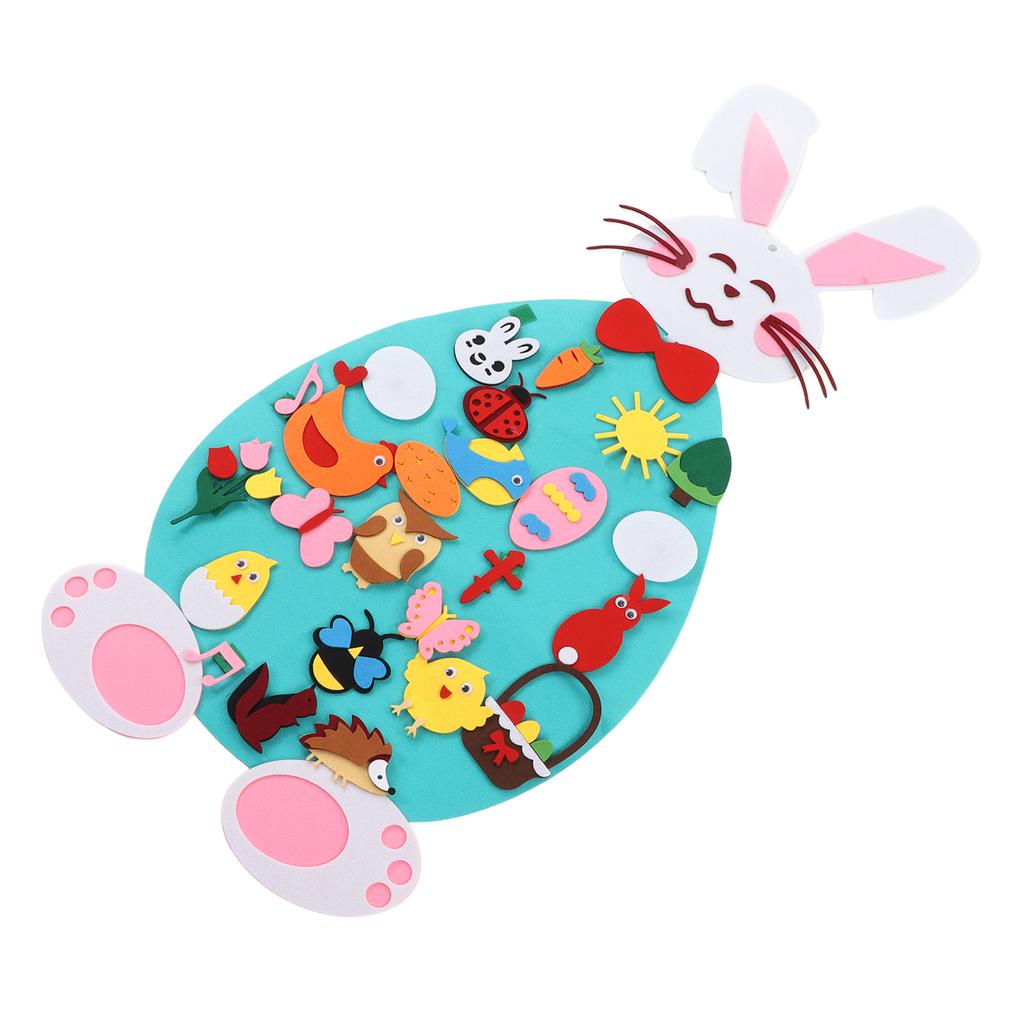 Toddler DIY Felt Rabbit Set Wall Hanging Bunny Crafts Ornaments for Home Party Decoration