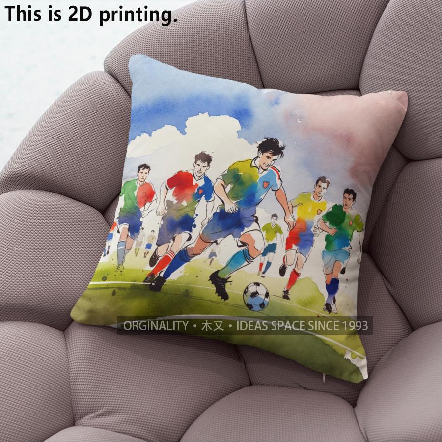 Watercolor Soccer Sport Throw Pillow Covers Pattern Cushion Cover Suitable For Sofa Bedroom Car Pillow Cover