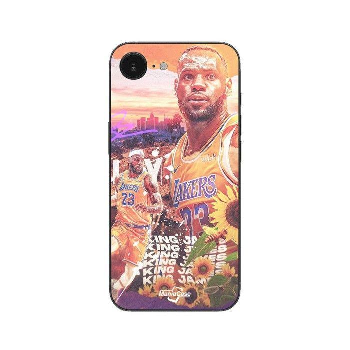 Coque de téléphone - MANIACASE - iPhone SE 2024 - Silicone TPU - Lebron James 23 LA Lakers - Noir