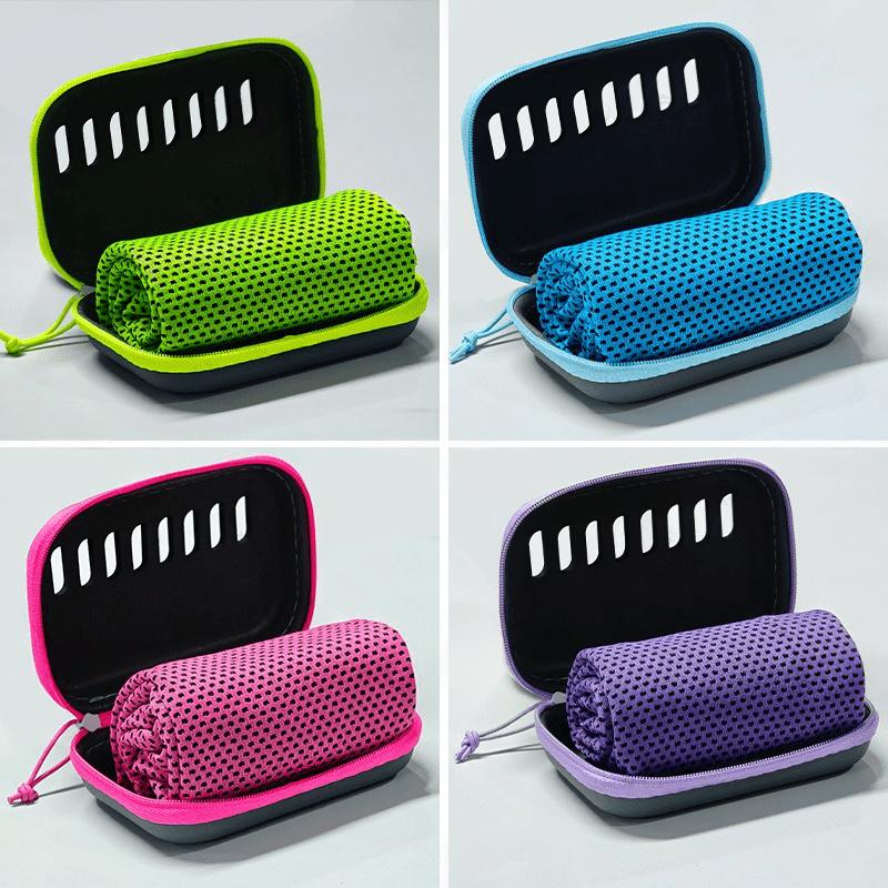 Camping Cooling Towels with EVA Case Compact & Portable Travel Ice Towel Quick Dry Towels for Sports Gym Hiking and Yoga