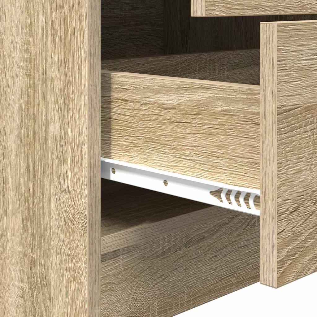 Desk with Drawers and Shelf 2 pcs Sonoma Oak