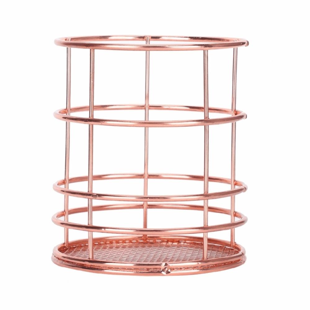 2Pcs Hollow Design Desktop Storage Basket Rose Gold Desktop Storage Box Pen Holder  Makeup Organizer