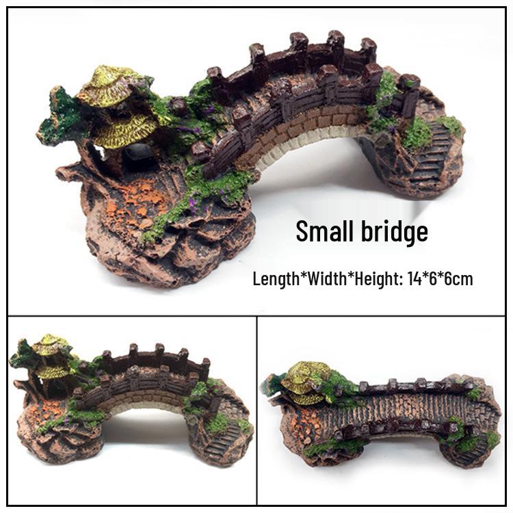 

Украшение-мост для аквариума: Искусственное украшение-мост для рыб, креветок и черепах для принятия солнечных ванн, дизайн в стиле ретро-арки