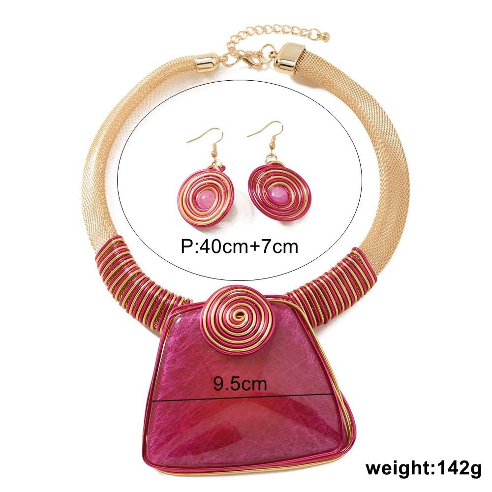 And Resin Plastic Jewelry Set With Large Gemstones And Elegant Water Chain For Fashion Fans