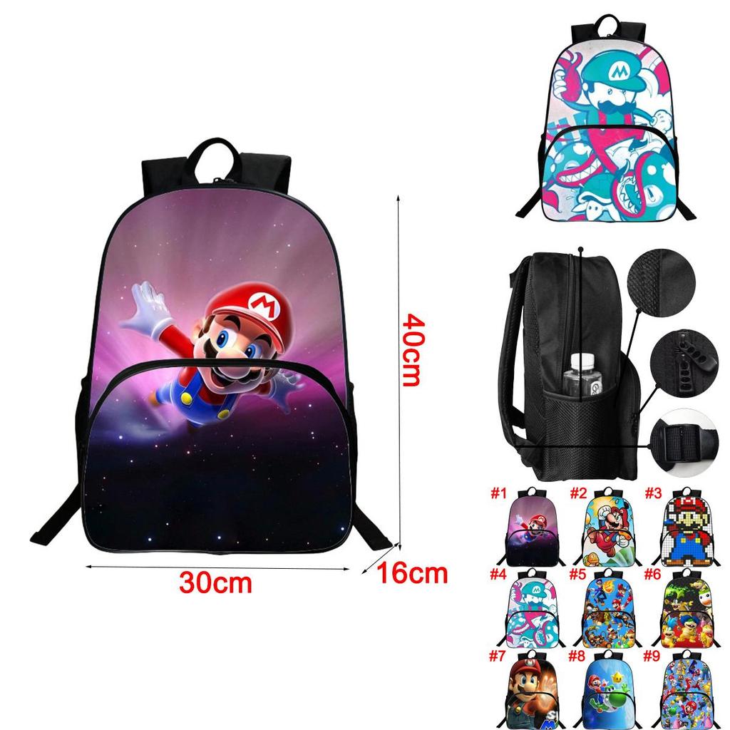 Super Mario Large 16 Inch School Backpack With Spacious Compartments And Durable Material