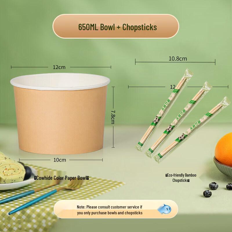 QW Food-Grade Disposable Kraft Paper Bowls with Lids