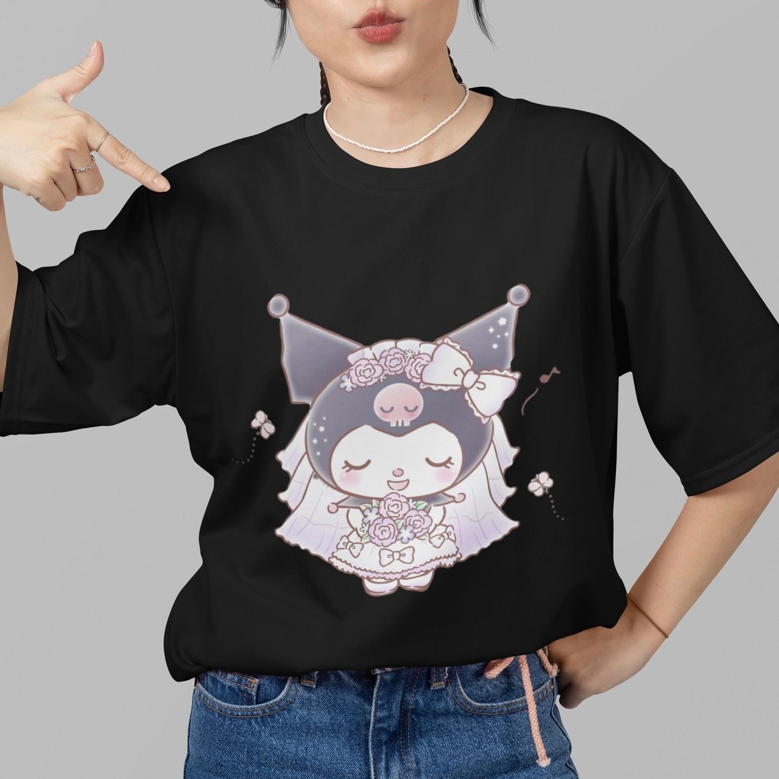 Sanrio Kuromi Winking Face Cute White Black Graphic T-Shirt Unisex Top Tee Gift XXXXL