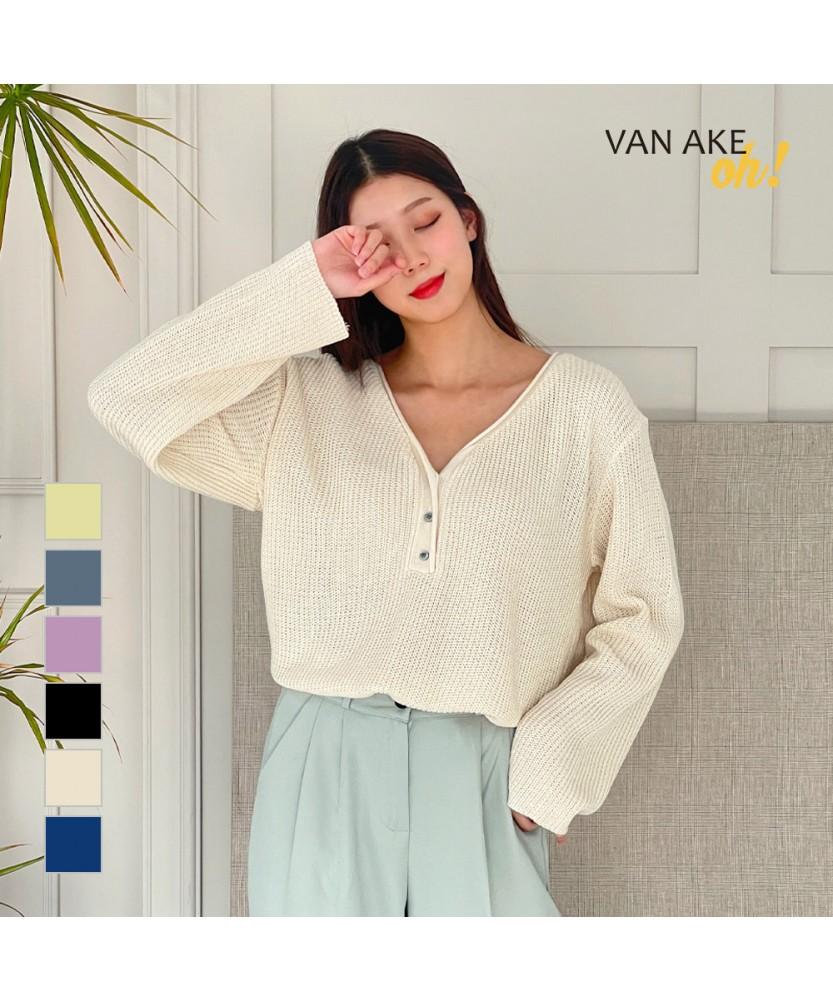 VANAKE Chua Button V-Neck Knit_Ob12Knme04Z