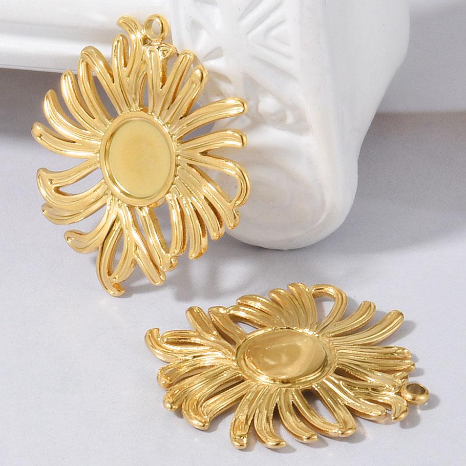 6pcs PVD Real Gold Plated Cherry Strawberry Flower Pendant Stainless Steel Charms For Jewelry Making Bulk Plant Charm Materials