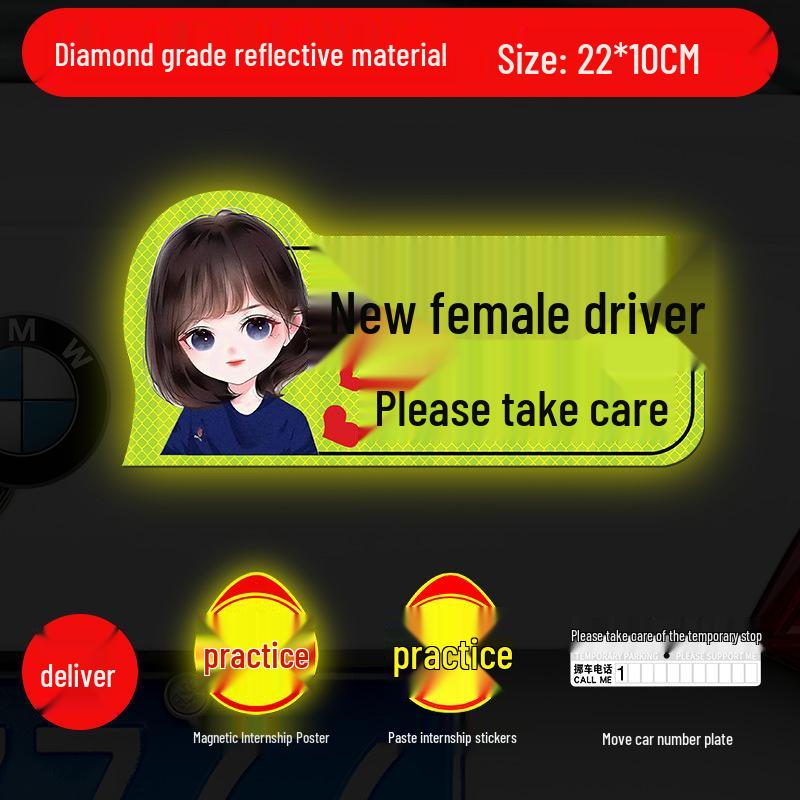 Magnetic Reflective Car Stickers for New Female Drivers