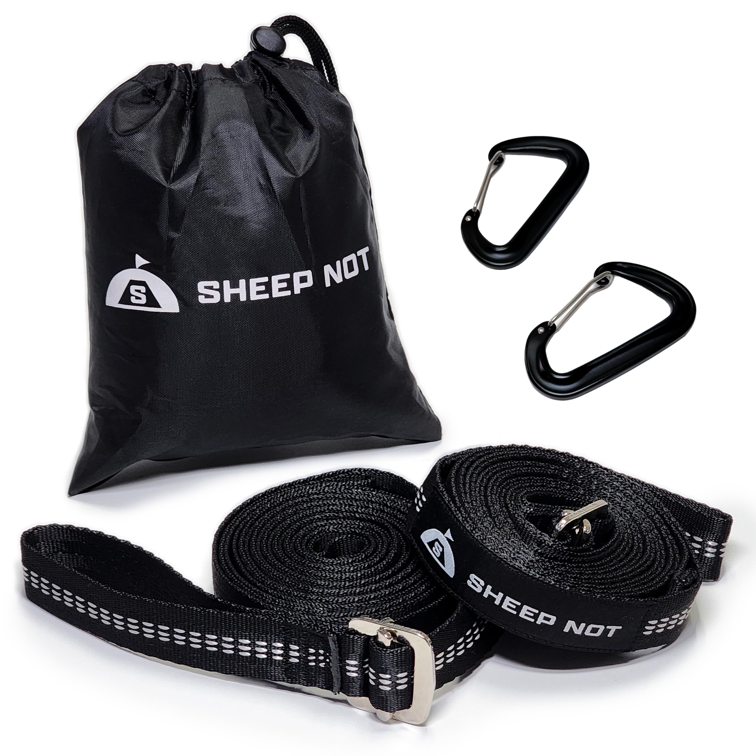 

от SheepNot Hammock Belt Pro с плавной регулировкой и пряжкой, 3 м, комплект из 2 предметов, грузоподъемность 800 кг, карабин с сумкой для хранения Sheep Knot [бренд Kobe]