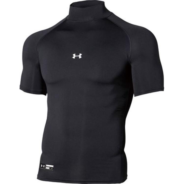 Under Armour Solid Logo High Neck Baseball Raglan Tee Men Black 1358642-001 XL