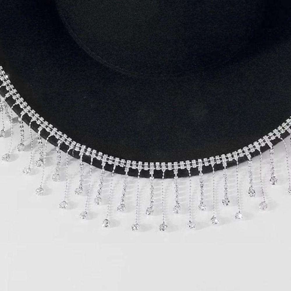 3pcs/Set Bandana Stage Performance Hat Rhinestone Tassel Heart Sunglasses Western Cowboy Hat Solid Color 3pcs/Set