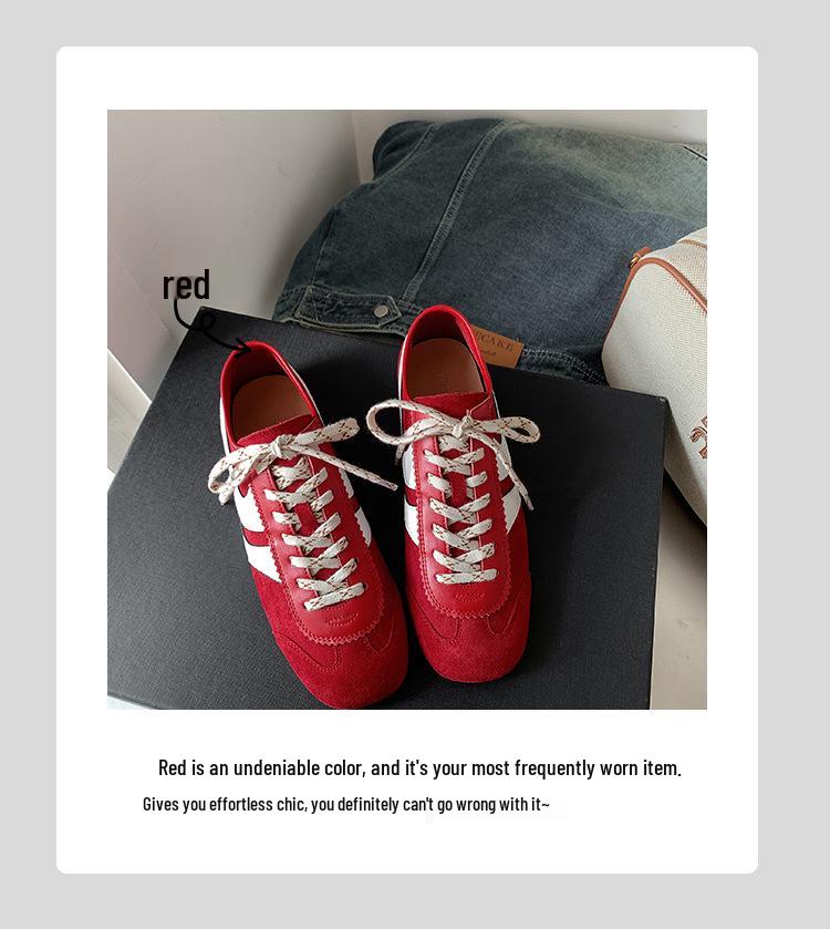 Retro německé tréninkové boty inspirované Su Yinyin: 2025 Prodyšné dámské kožené sportovní tenisky