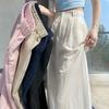 Women's Tencel Linen Wide-Leg Pants - Summer Ice Silk Cotton Blend, High Waist, Slimming, Floor Length, Loose Fit.