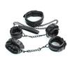 Black Genuine Leather  Bondage Set 3pcs Restraints Collars Ankle Cuff Handcuffs For Sex Bondage Set Sex Toys For Adults