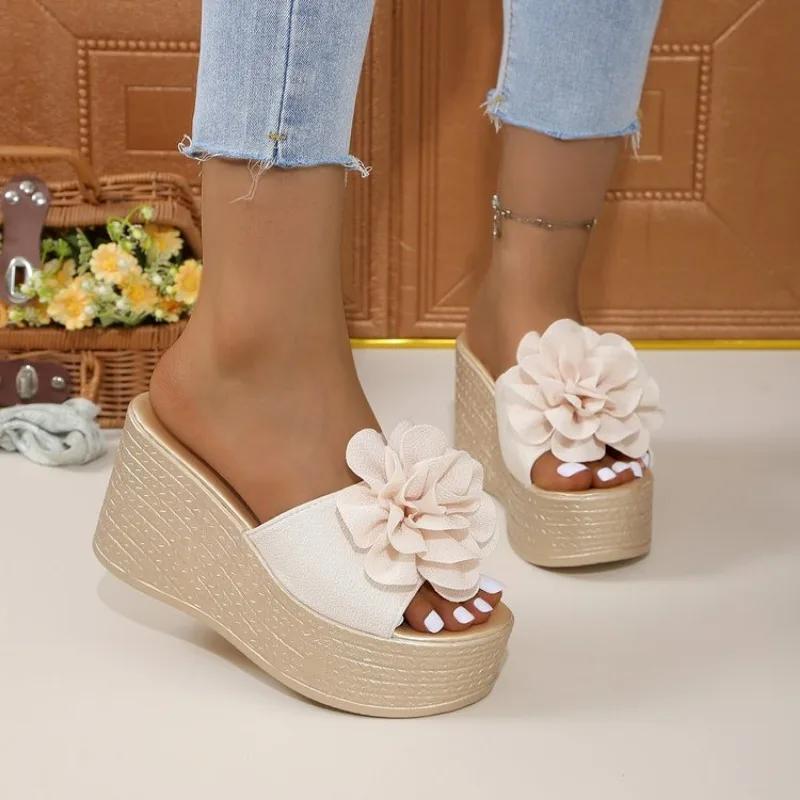 Women's Slippers New Summer Open Toe Shoes Slope Heel Thick Sole Shoes Casual Fashion Women