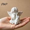 Guardian Angel Statue 3D Printed Retro Figurine, Holding Chin Statue, Matte Ornament White Sculpture for Home Office Desk Decor Outdoor