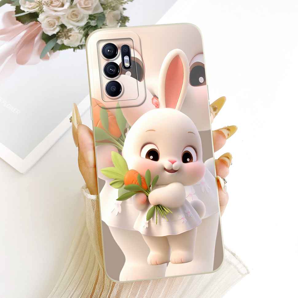 For Oppo Reno6 4G Case Fashion Cartoon Print Soft Silicone Cover For Oppo Reno6 4G CPH2235 Phone Cases Bumper