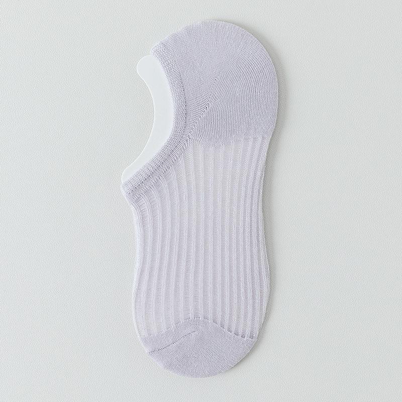 Women's Summer Thin Breathable Mesh Silicone Non Slip Invisible Low Top Shallow Mouth Boat Socks