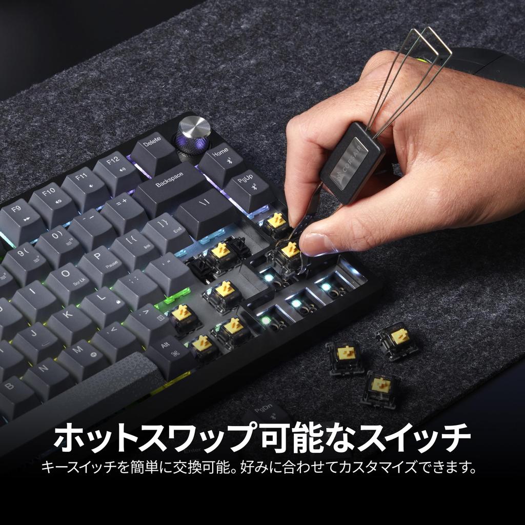 CORSAIR K65 PLUS Бездротова Ігрова 82 CORSAIR Червоні Лінійні Медіа Японська Клавіатура, 75% Клавіатура, Клавіші, Перемикачі, Гаряча Заміна, Колесо, Розкладка,