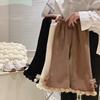 Girls' Corduroy Pants Korean Style Velvet Thick Flared Leggings Autumn Winter Loose Trousers Kids
