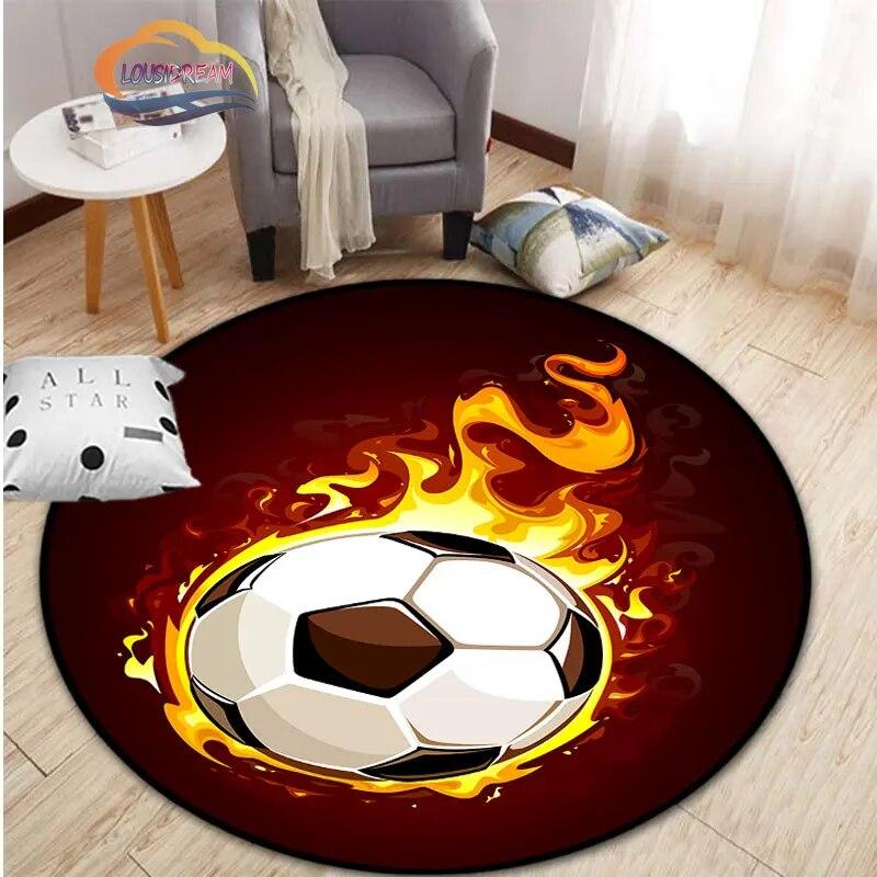 Εικόνες ποδοσφαίρου χαλί κινουμένων σχεδίων ποδοσφαίρου διακόσμηση σαλονιού στρογγυλή καρέκλα κρεβατιού χαλάκι σπίτι πόρτα εισόδου παιδιά