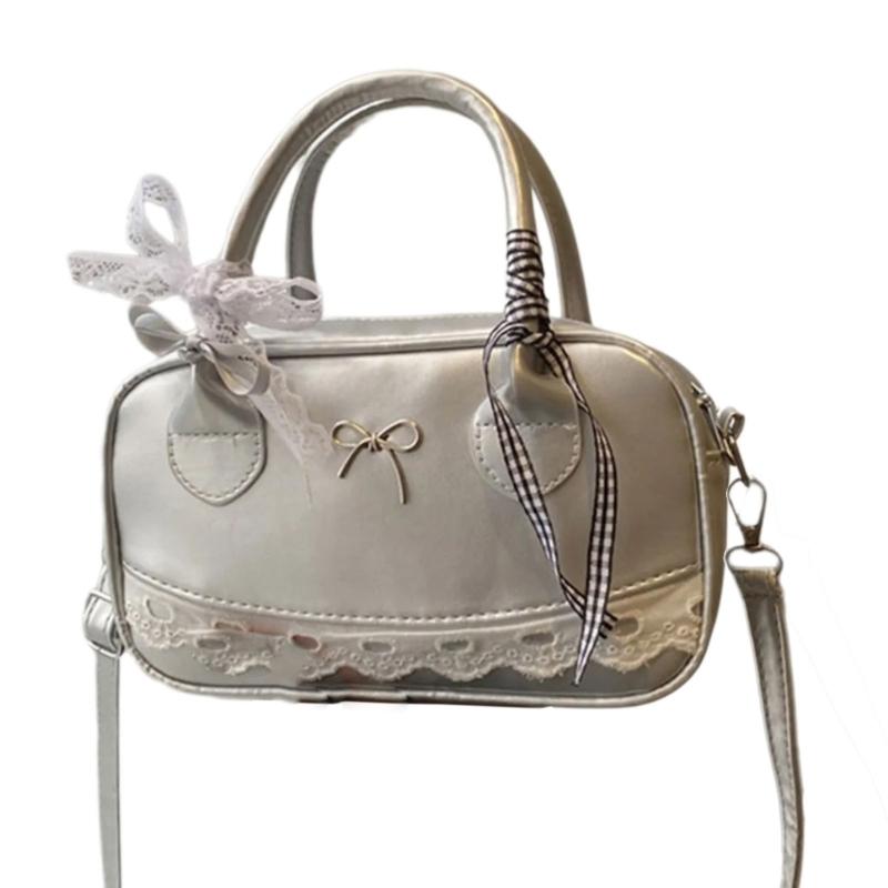 Leather Satchel Handbags for Women Toted Shoulder Bag Sweet Bows Crossbody Bag Purse Top Handle Bag with Removable Strap